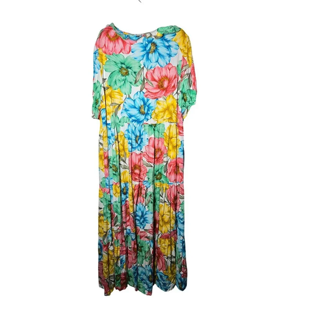 Crown & Ivy Multicolor Floral Tiered Maxi Dress Plus Size 3X Cottage Boho Resort - Picture 2 of 9